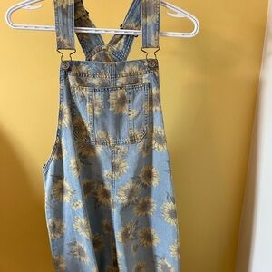American Eagle Sunflower Denim Overall Dress Size Medium